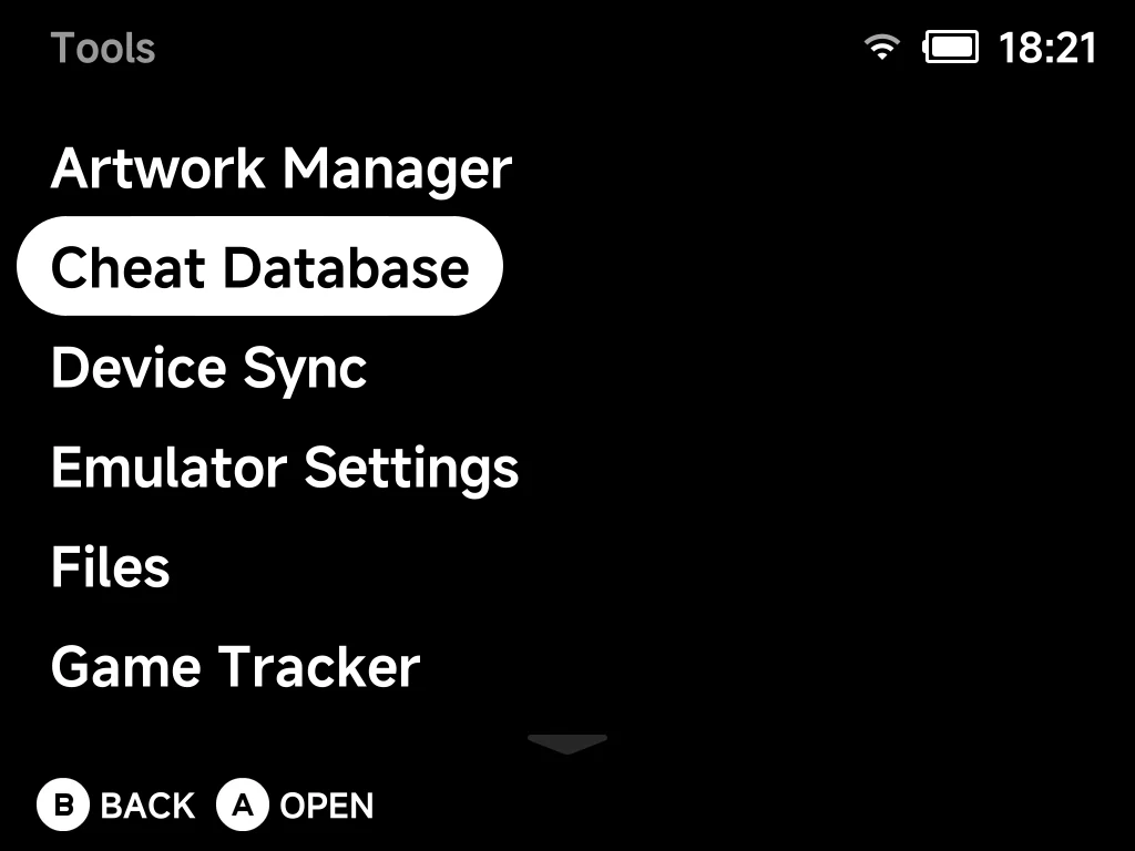 Cheat Database in the Tools menu