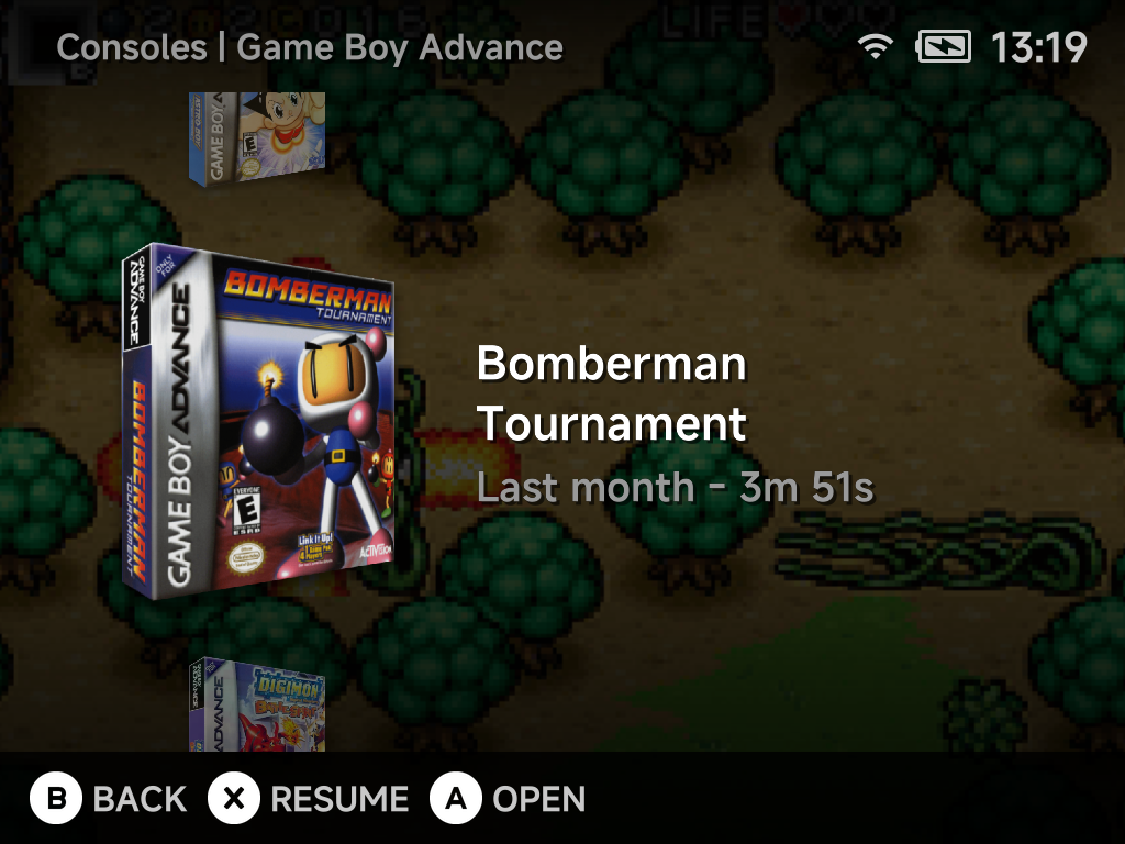 Game list in vertical Backdrop