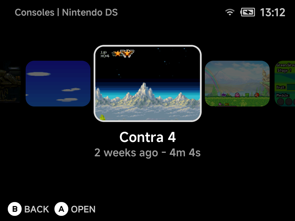 Game list in the default Carousel style
