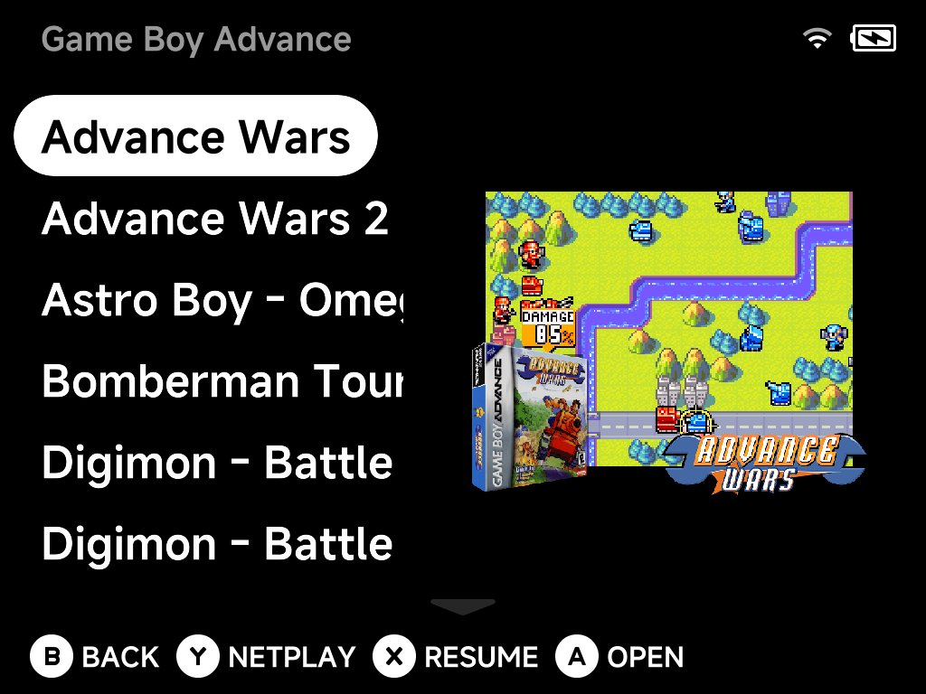 Y NETPLAY hint in the game list