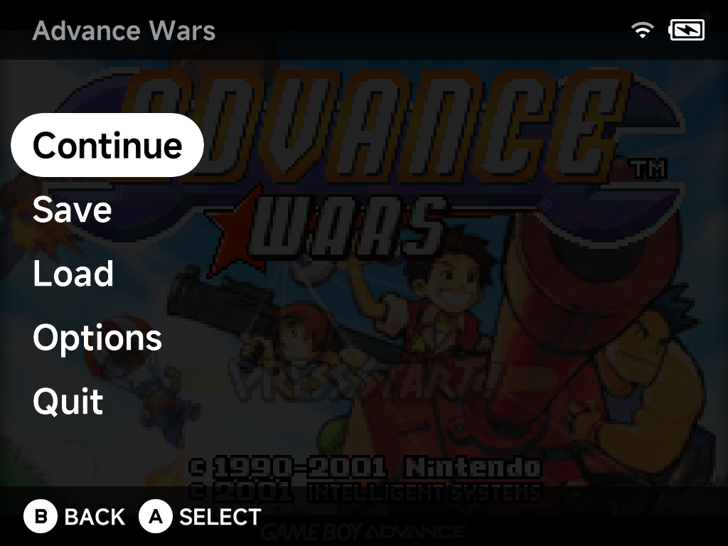 In-game menu