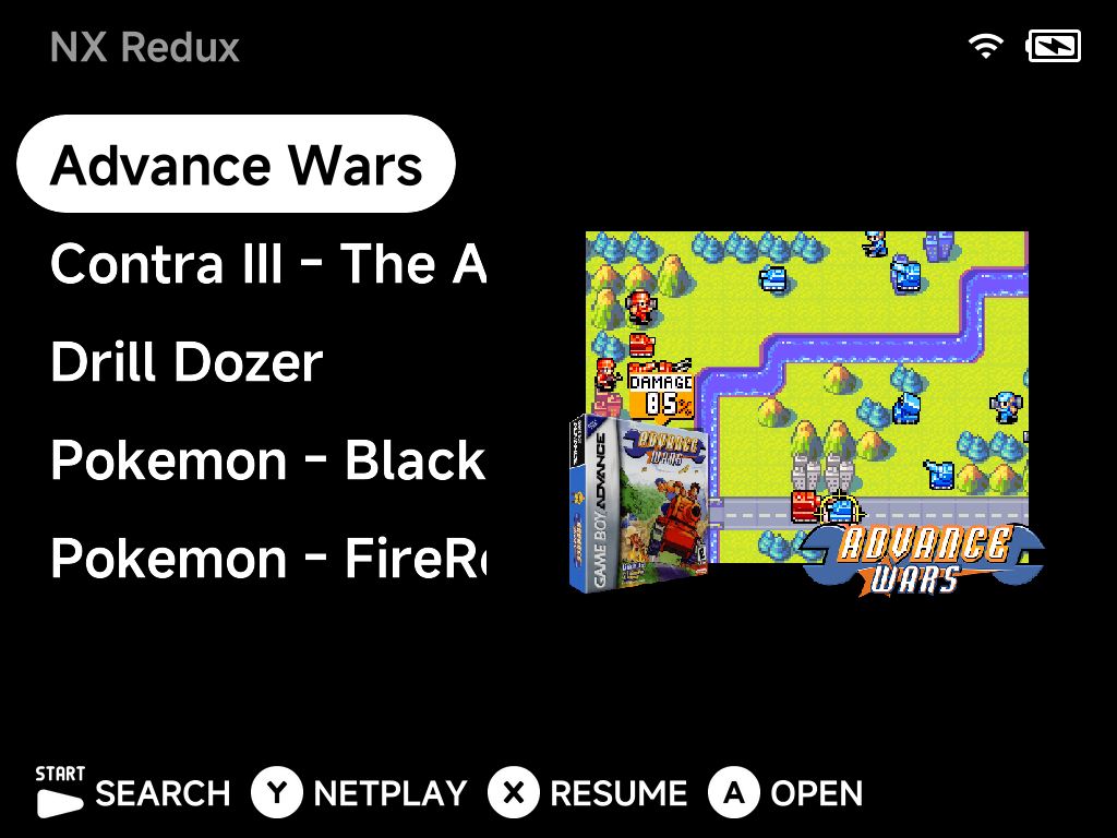 Five-game main menu