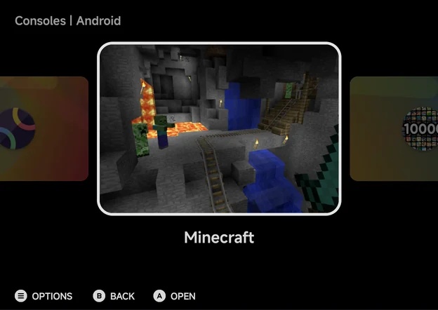 The Android console in Carousel, Minecraft highlighted