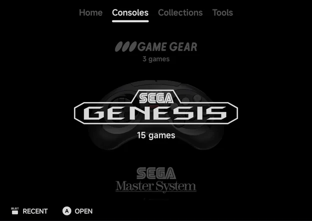 Consoles tab in vertical Carousel