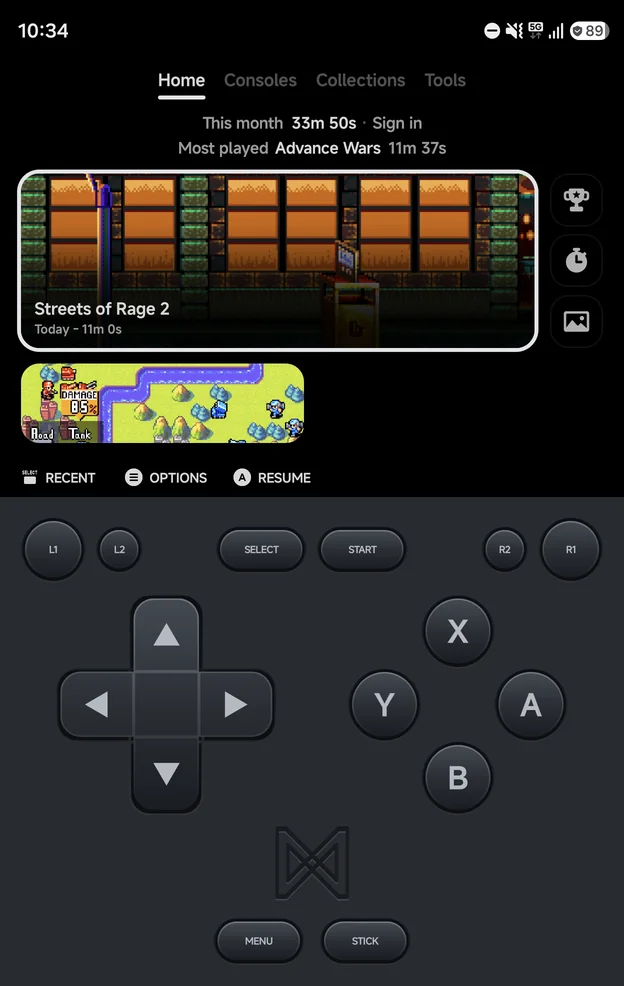 NX Redux Mobile on the Home tab, on the cover screen of a folded Galaxy Z Fold