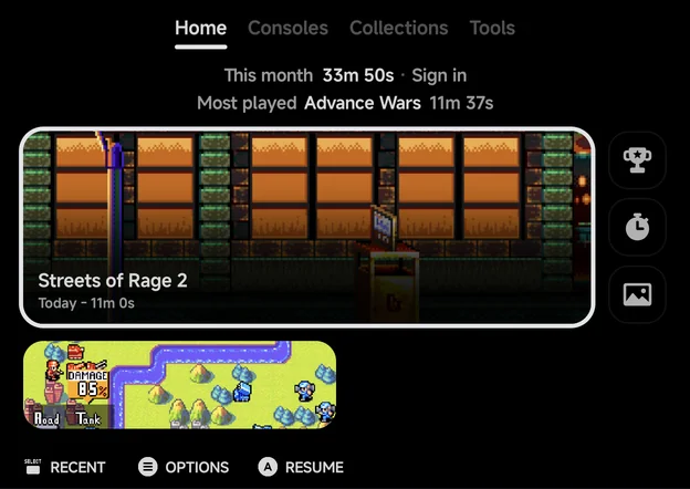 Home tab