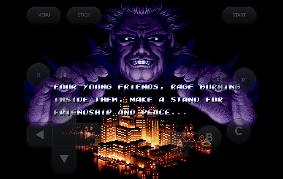 The landscape pad over a Sega Genesis game, system buttons at the top