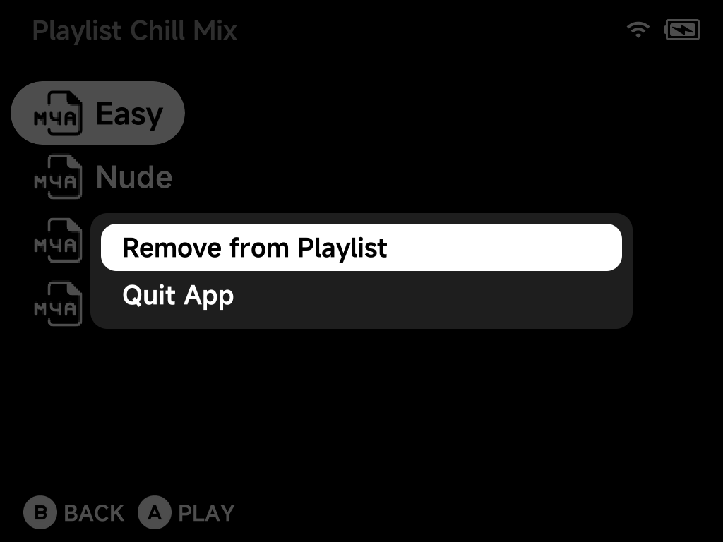 In-playlist context menu
