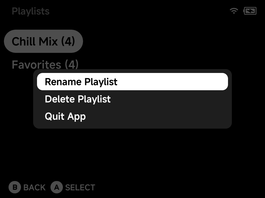 Playlist context menu