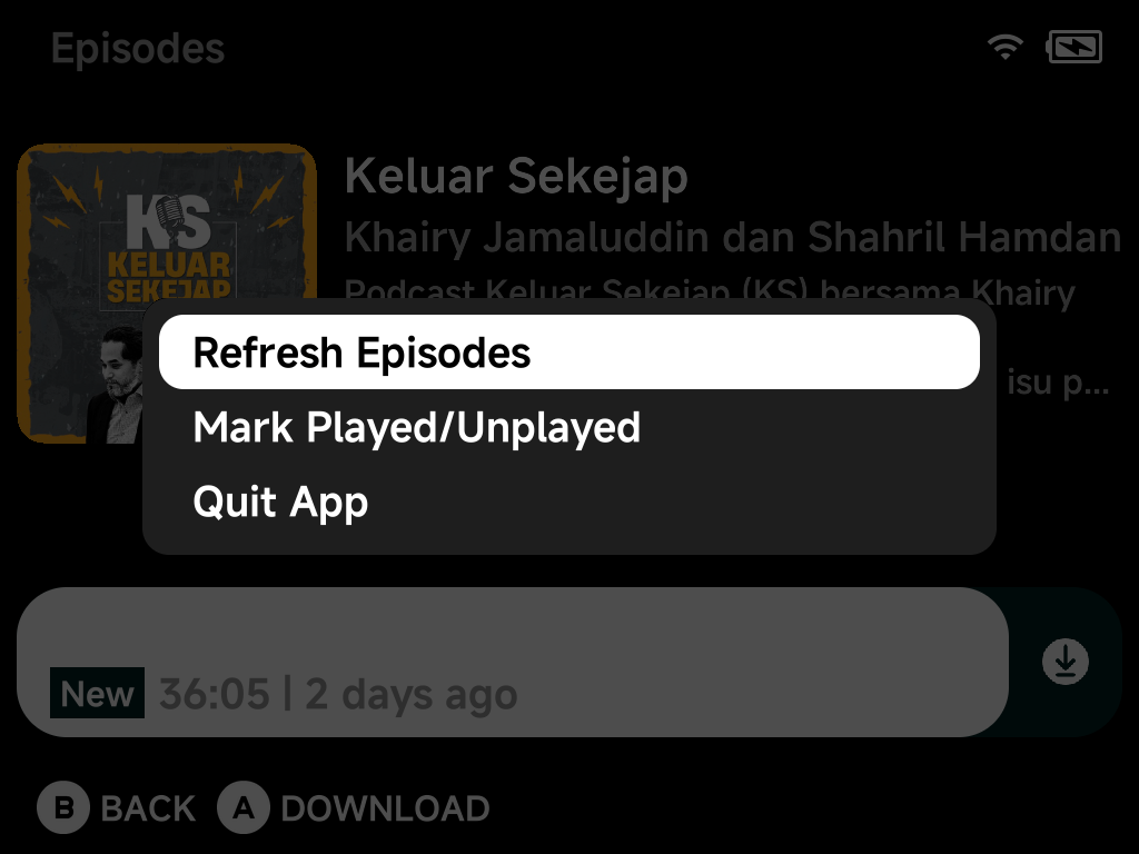 Episode context menu