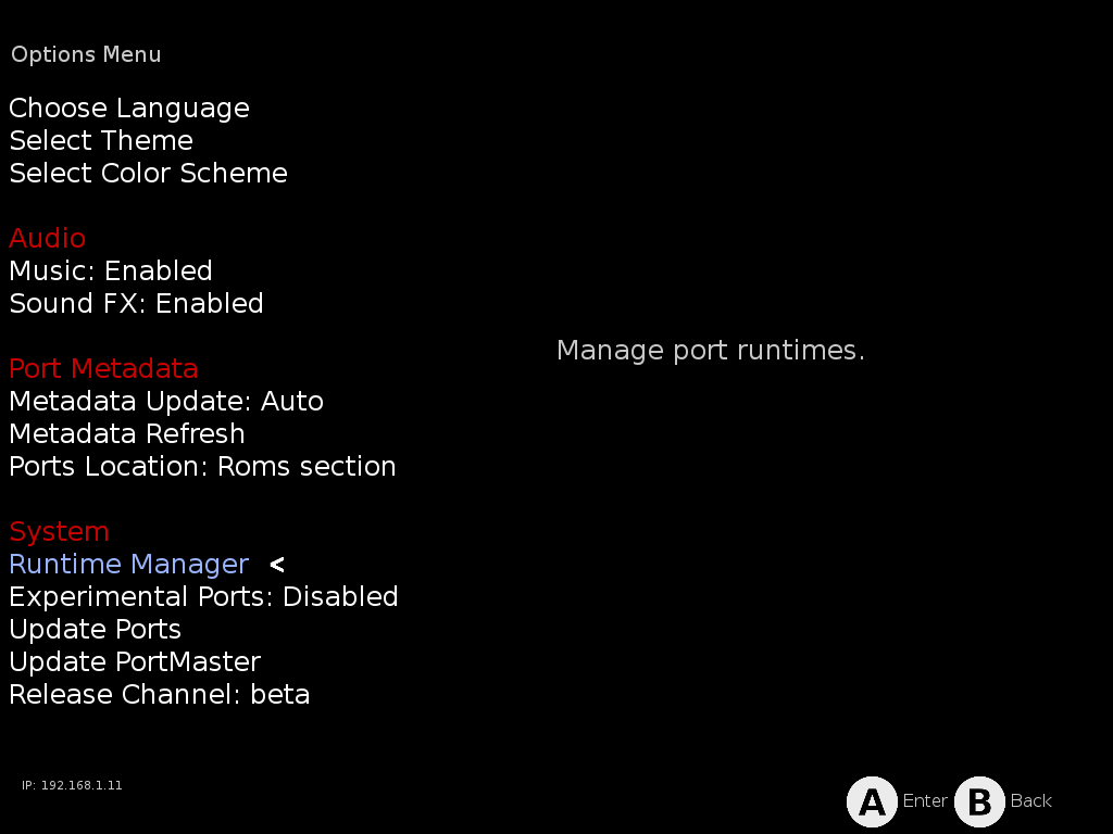 PortMaster options