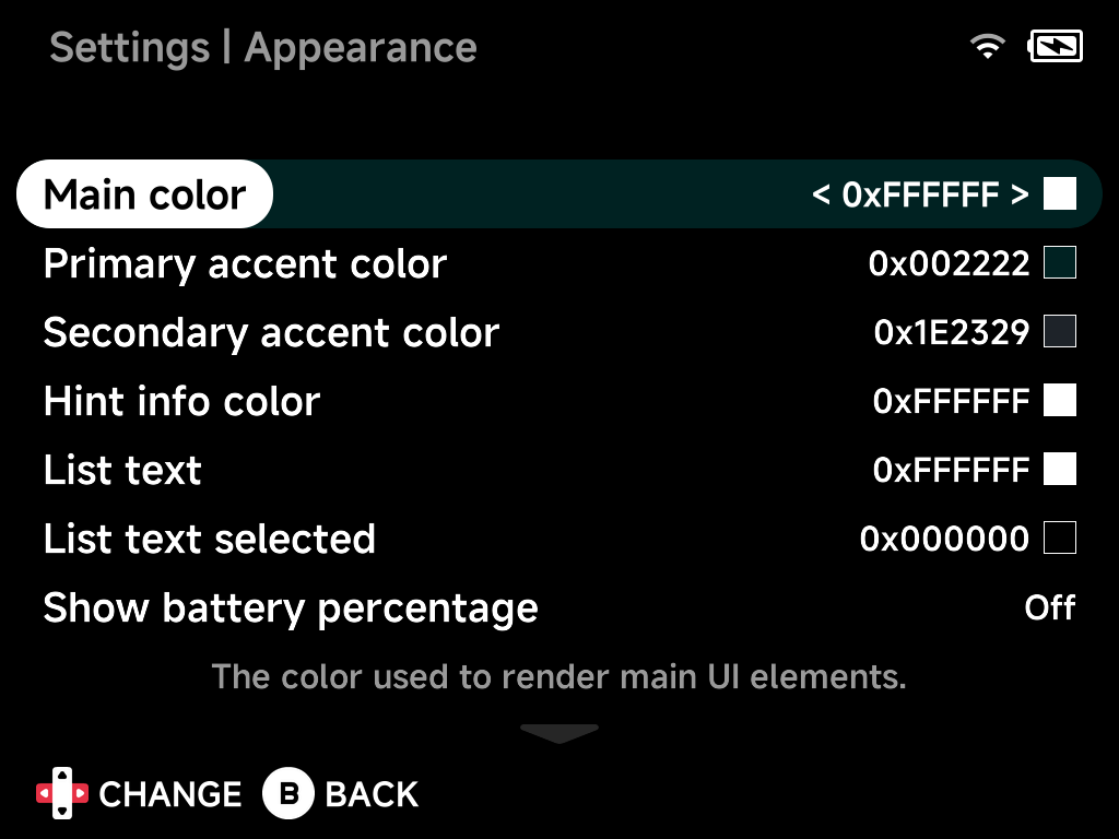 Appearance settings