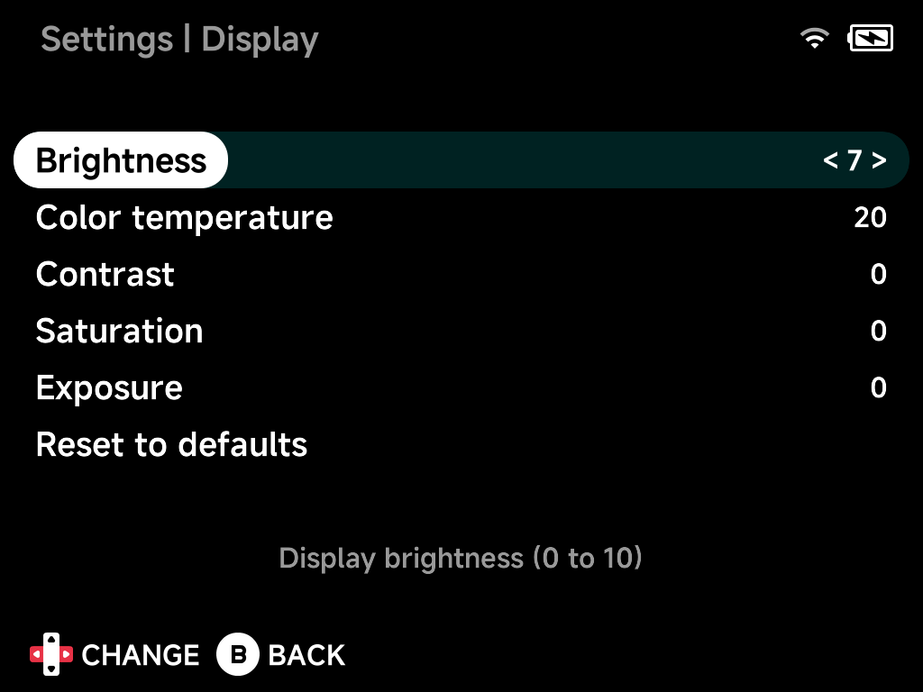 Display settings