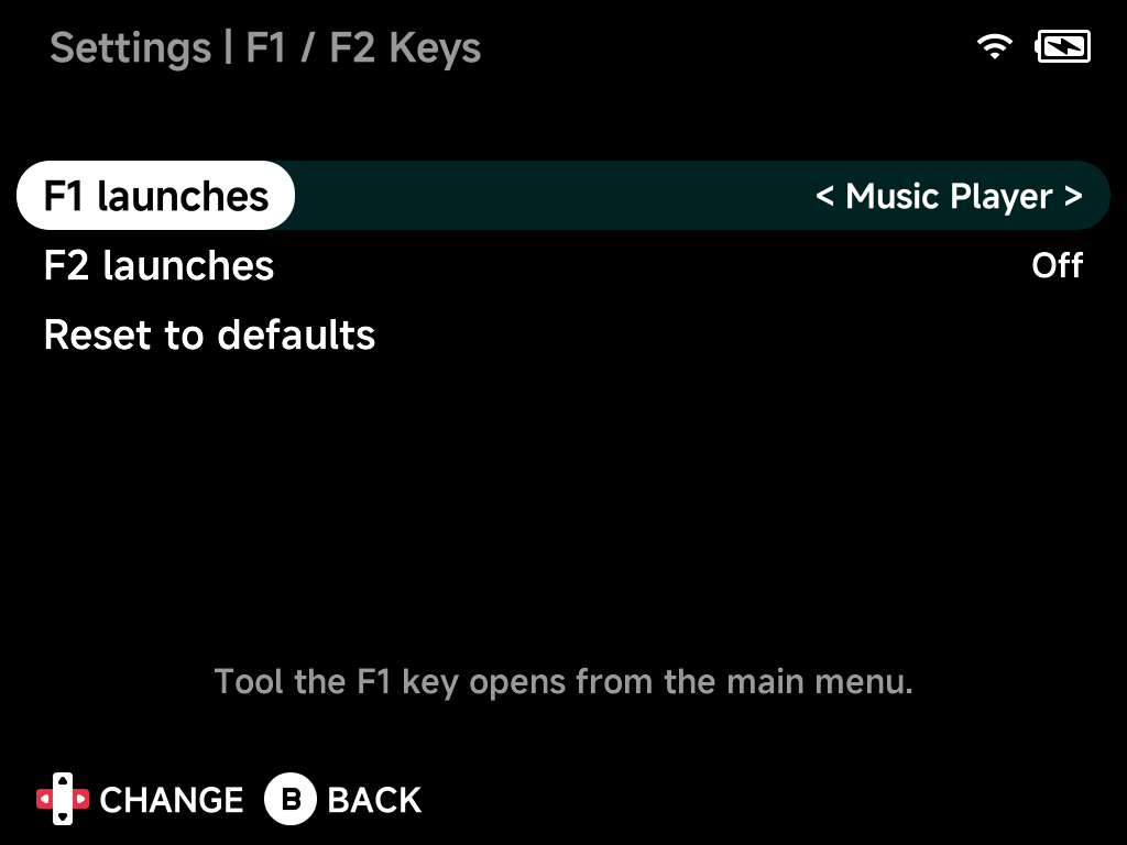 F1/F2 key settings