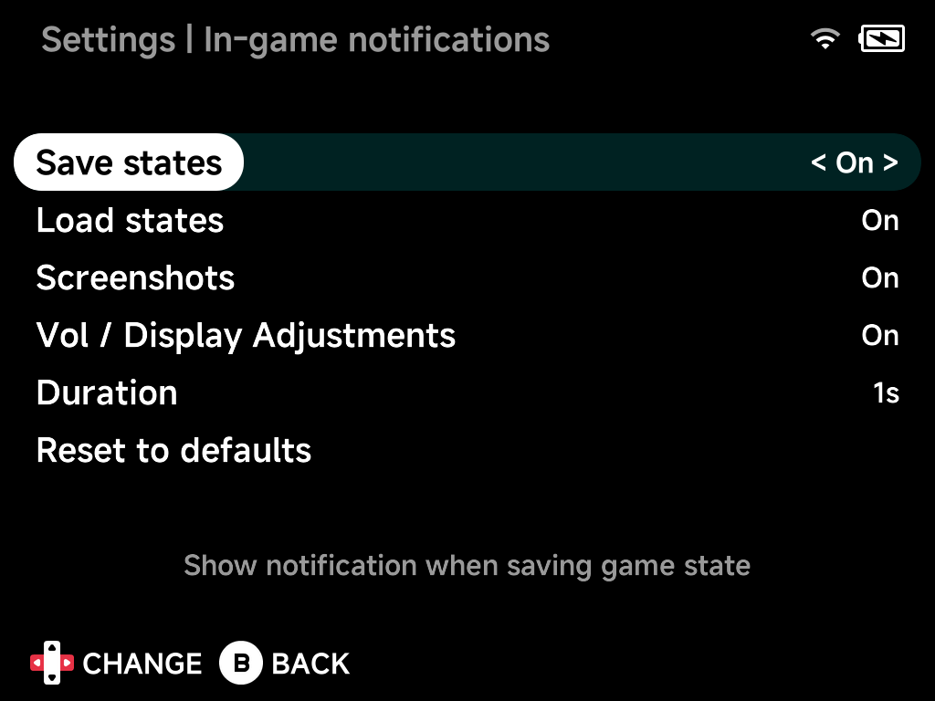 In-game notification settings