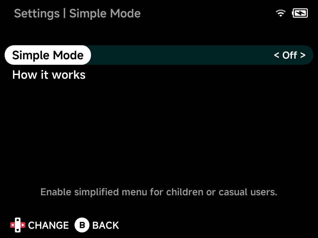 Simple Mode settings