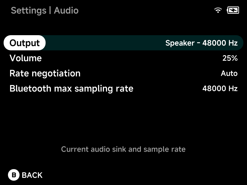 Audio settings